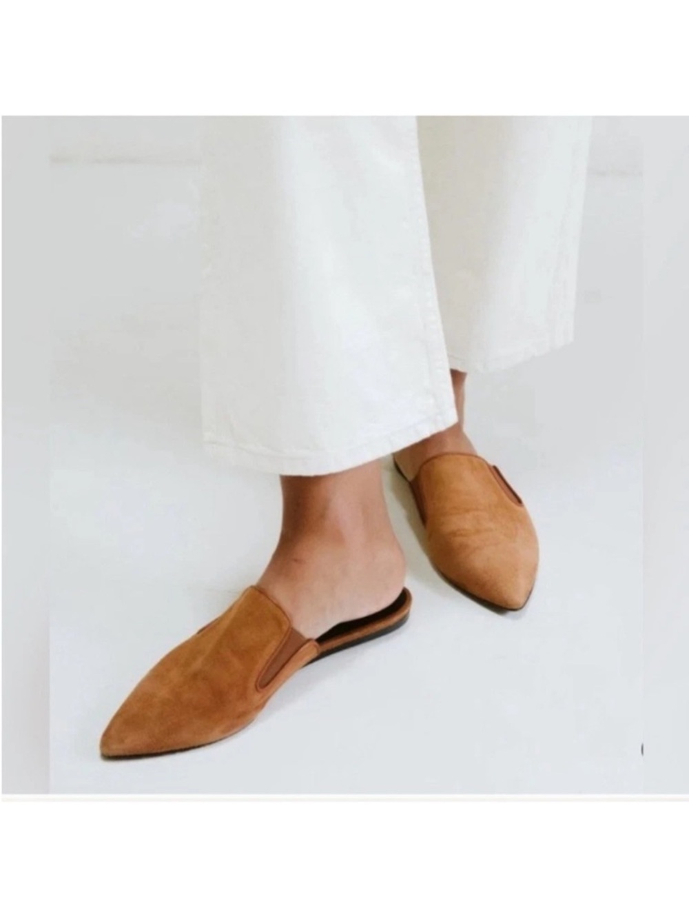 Jenni Kayne Size 35 / US 5 Suede Mules Flats Shoes Saddle Brown Italy